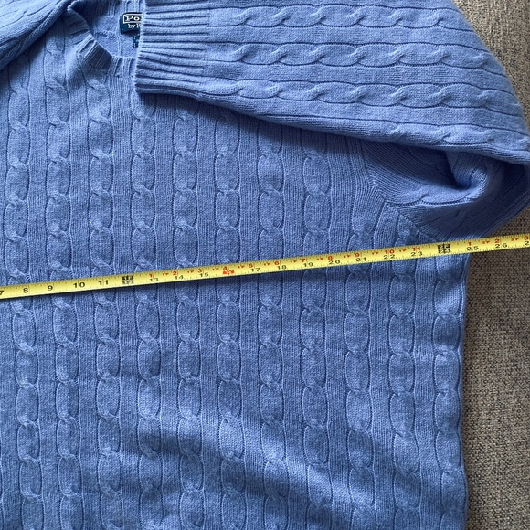 Ralph Lauren Cable-Knit Cashmere Sweater in baby blue SIZE XL - Picture 8 of 10
